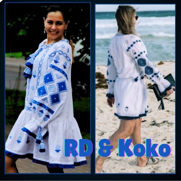 Anthro’s RD & Koko, Stunning Embroidered Dress,Huge Drawstring Tassels,Sizs Med. - Picture 1 of 12